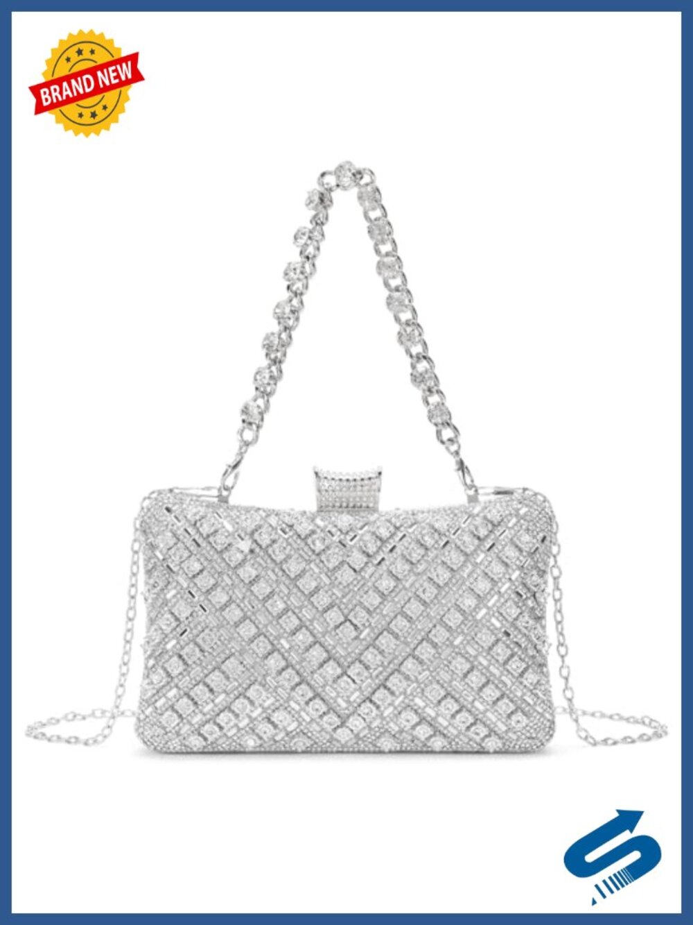 Rhinestone Clutch Purse for Women Evening Handbag with Detachable Chain